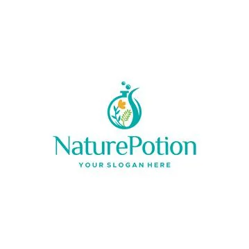 Flat NaturePotion Volumetrik Flask logo design Stock Illustration