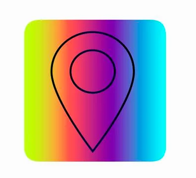 Flat neon icon for web site and maps - geolocation isolated. Map location ico Stock Illustration