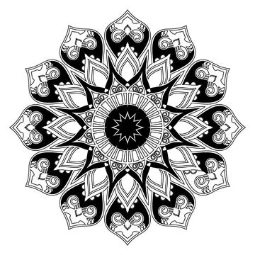Flat new art style hand drawn abstract black and white colors lotus flower Stockillustratie