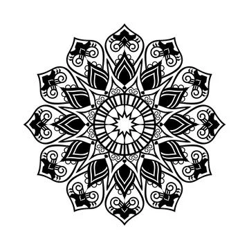 Flat new art style hand drawn abstract black and white colors mandala Illustrazione stock