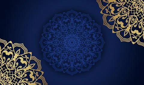 Flat new gradient blue color mandala creative background design premium Stock-Illustration