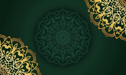 Flat new gradient green color mandala creative background design premium Stock Illustration
