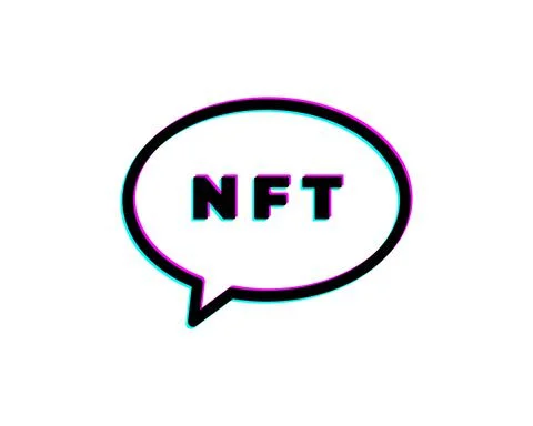 Flat NFT Glitch message bubble isolated Icon. Silhouette NFT symbol with mess Stock Illustration