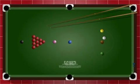 Flat object design set, snooker table and equipments on top view Stock Illustration