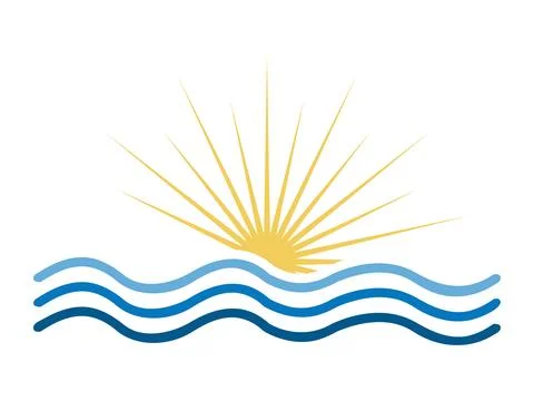 Flat Ocean Waves Icon, Sea, Surf, and Beach Vector Illustration Stock Illustration