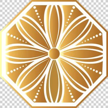 Flat octagonal pattern is featuring eight-petal shapes with radial dots on Stock Illustration