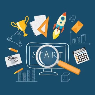 Flat office content Stock Illustration