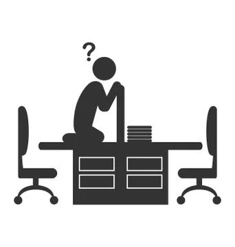 Flat office icon with disappeared worker isolated on white Stock Illustration