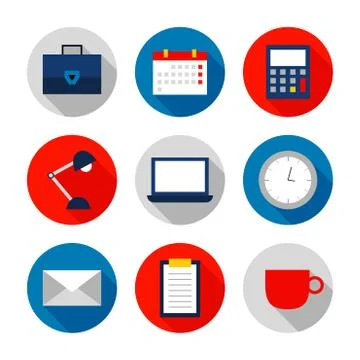 Flat Office Icon Set Stock-Illustration