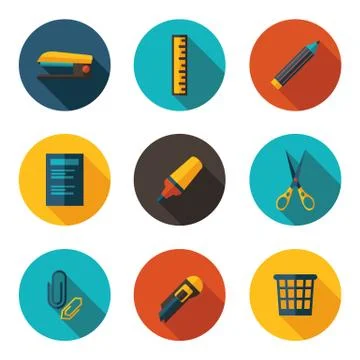 Flat office icons Stock Illustration