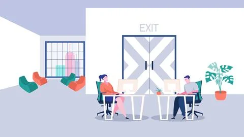 Flat Office Stock Illustration