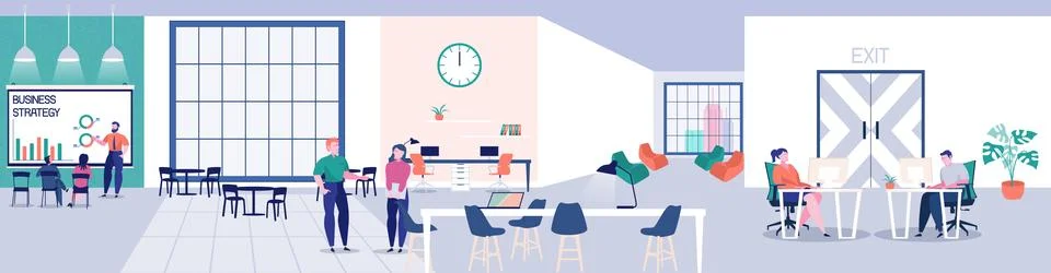 Flat Office Stock Illustration