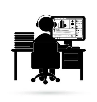 Flat office online webinar icon isolated on white Stock Illustration