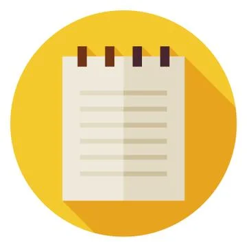 Flat Office Paper Notepad Circle Icon with Long Shadow Stock Illustration