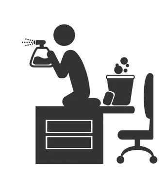 Flat office spring cleaning icon isolated on white background Stock Illustration