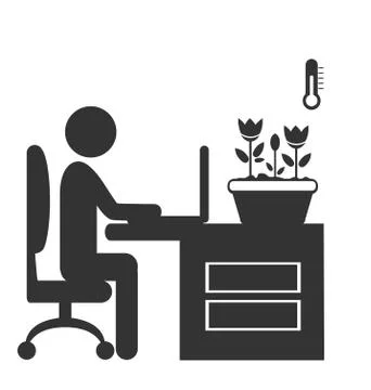 Flat office spring icon isolated on white Stock Illustration