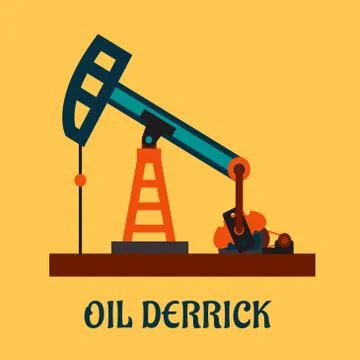 Flat oil derrick or pump jack Stock Illustration