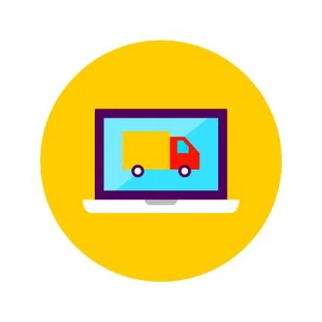 Flat Online Delivery Circle Icon Stock Illustration