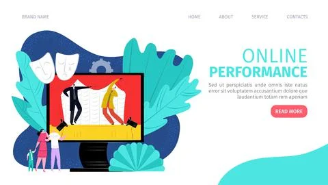Flat online performance by internet technology concept, landing banner vector Stock Illustration