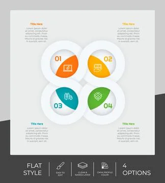 Flat option circle infographic with paper effect concept for finance corporat Stock Illustration