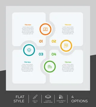 Flat option square infographic with paper effect concept for finance corporat Stock Illustration