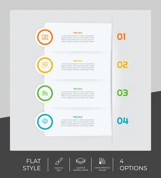 Flat option square infographic with paper effect concept for finance corporat Stock Illustration