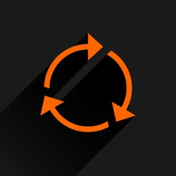 Flat orange arrow icon refresh, rotation sign Illustrazione stock