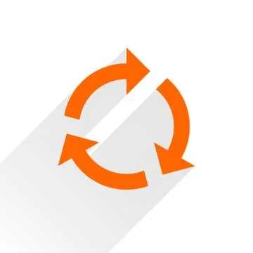 Flat orange arrow icon refresh sign on white Stock-Illustration