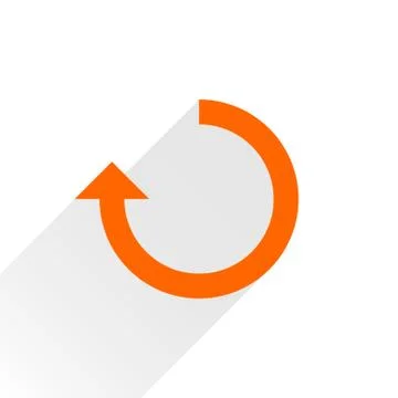 Flat orange arrow icon repeat sign on white Stock Illustration