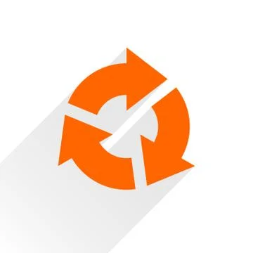 Flat orange arrow icon reset, repeat sign on white 스톡 일러스트