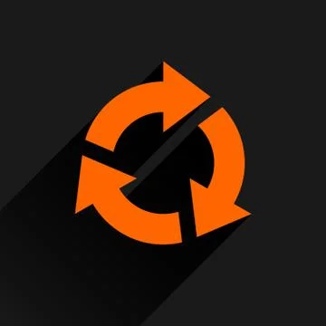 Flat orange arrow icon rotation, reset sign Illustrazione stock