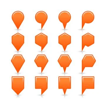 Flat orange color map pin sign location icon Stock-Illustration