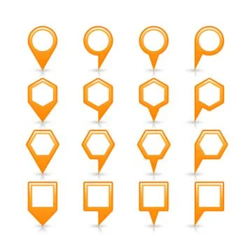Flat orange color map pin sign location icon 스톡 일러스트