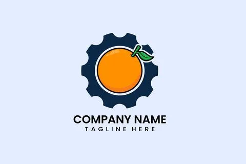 Flat orange fruit gear mechanical engineering logo イラスト素材