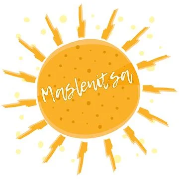 Flat orange pancake, round Maslenitsa symbol Stock Illustration