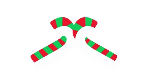 Flat organic cute christmas candy cane animation video on white background Stock Footage 343698747