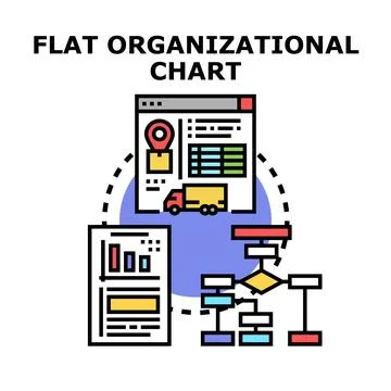 Flat organizational chart visualising business processes and data Stock Illustration