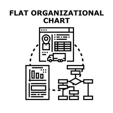 Flat organizational chart visualising business processes and data Stock Illustration