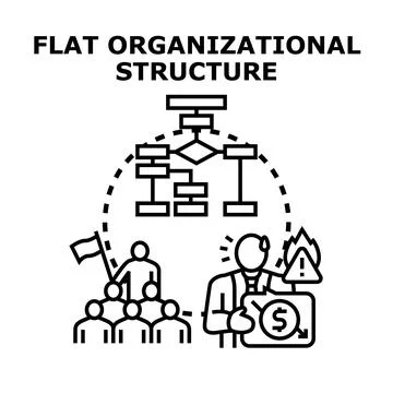 Flat organizational structure strategy creating business challenges イラスト素材