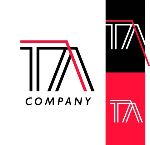 Flat original red and black stripe monogram Stock Illustration