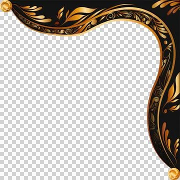 Flat ornamental corner frame is appearing on transparent background, with black Stock-Illustration