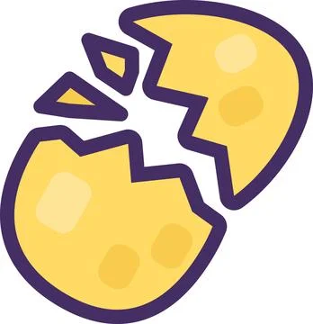 Flat Outline Broken Chicken Egg Shell Icon Stock Illustration