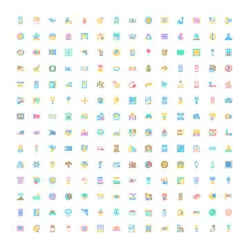 Flat outline icons set for web and mobile interfaces Stock Illustration
