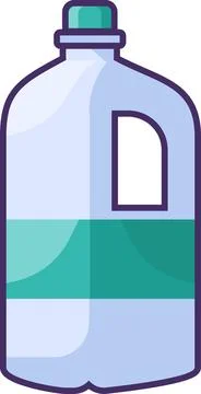Flat Outline Waste Plastic Bottle Green Icon Stock Illustration