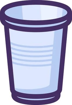 Flat Outline Waste Plastic Cup Icon Stock Illustration