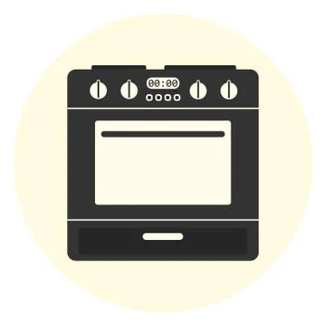 Flat oven icon, kitchen equipment, cooking stove Stock Illustration