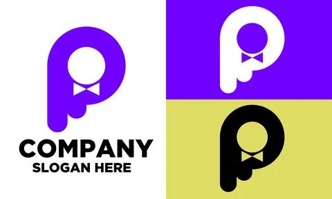 Flat P letter logo template design in different types Illustrazione stock