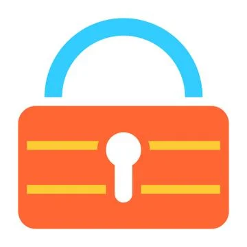Flat padlock icon lock sign password button Illustrazione stock