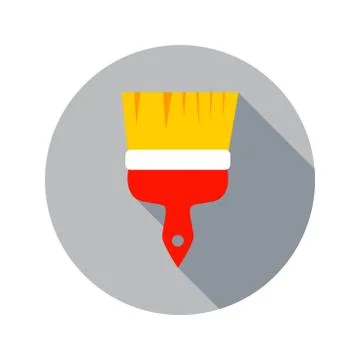 Flat Paint Brush Circle Icon Stock Illustration