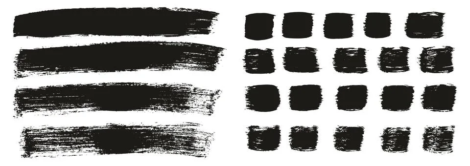 Flat Paint Brush Thick Long Background &amp; Straight Lines Vector Background Set Stock Illustration